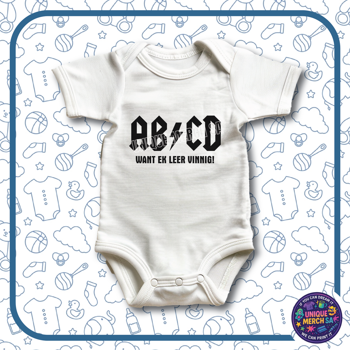 Baby Onesies - Funny Afrikaans - AB/CD Want Ek Leer Vinnig