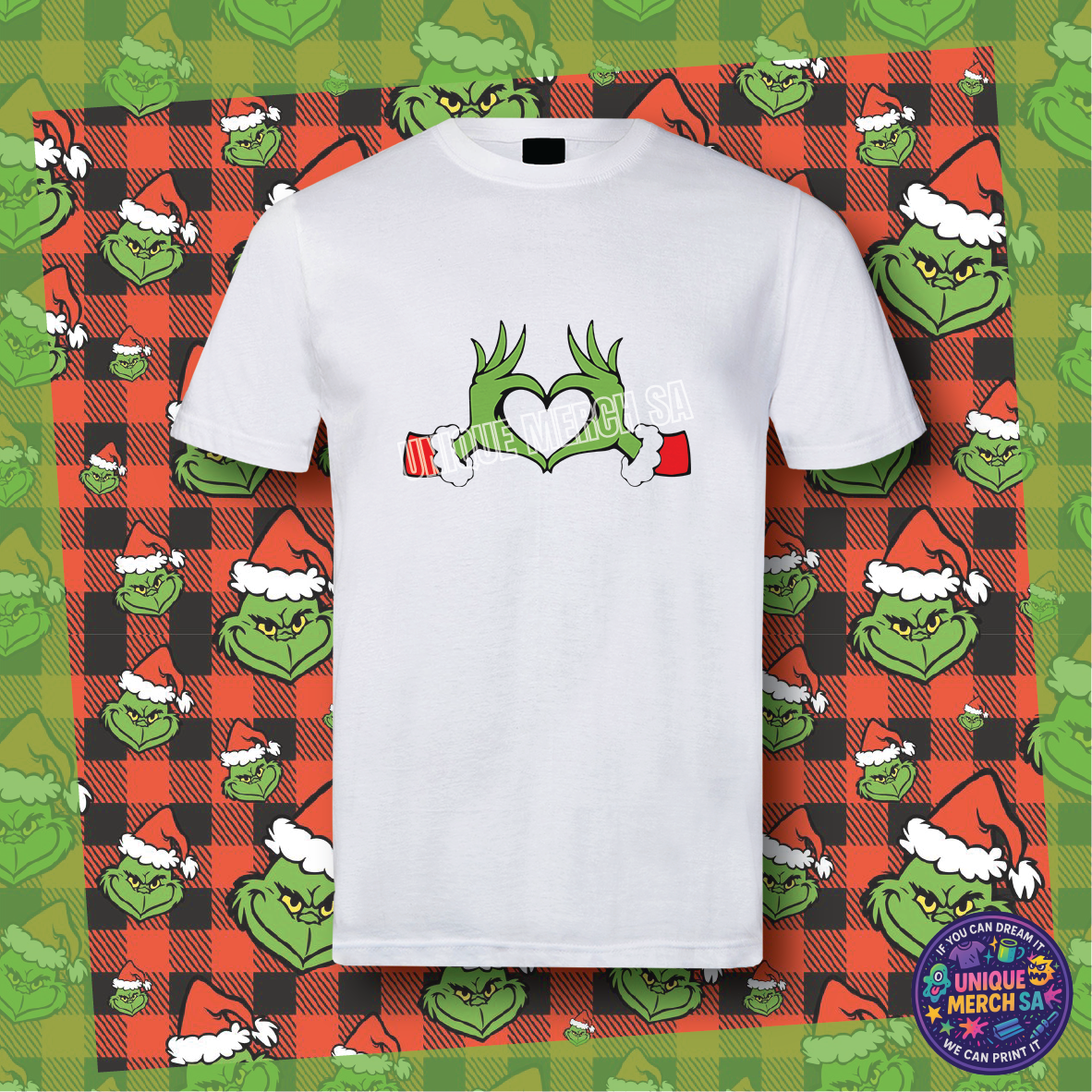 Short Sleeve T-Shirt - Grinchmas - Grinch Hands Heart