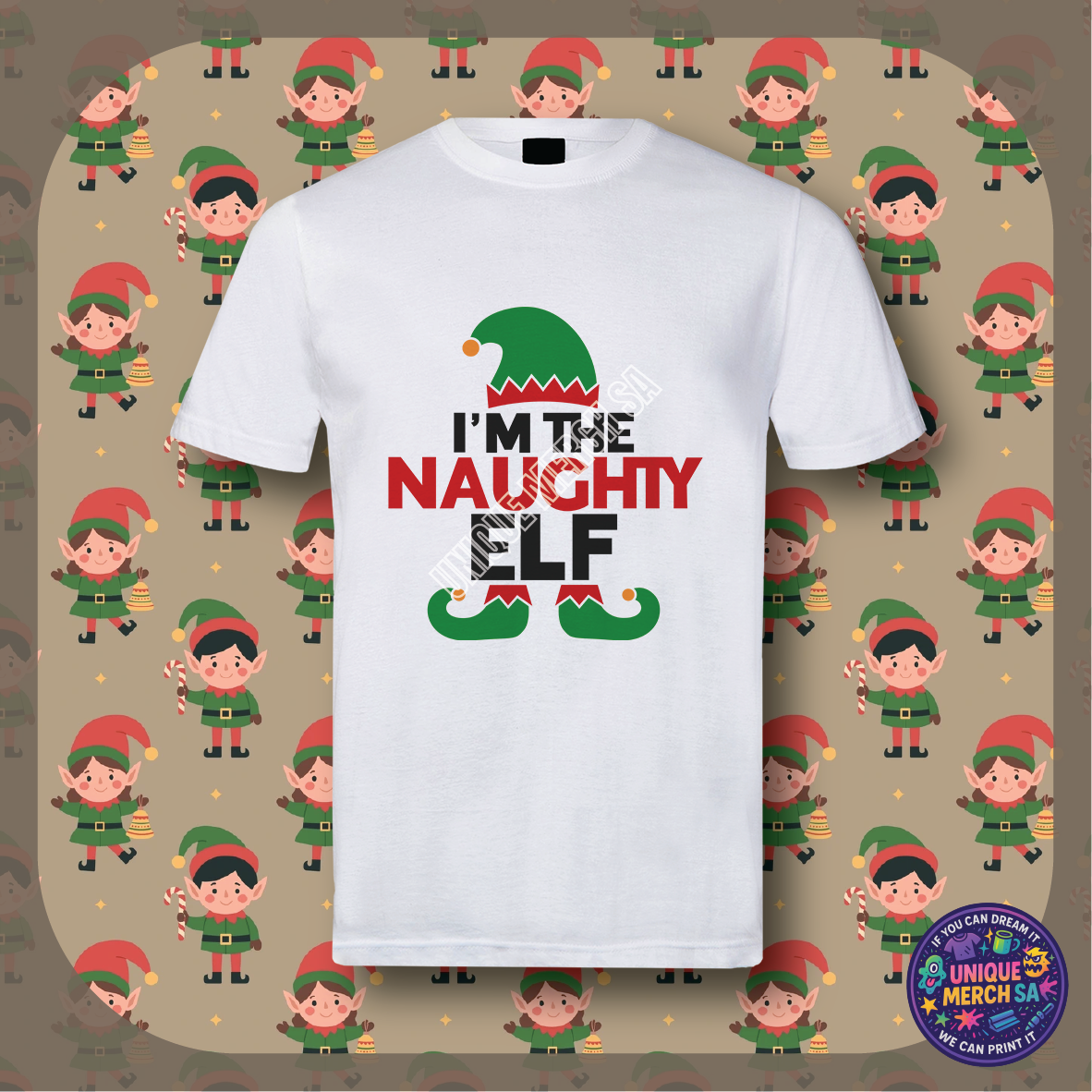 Short Sleeve T-Shirt - Christmas Elf - Naughty