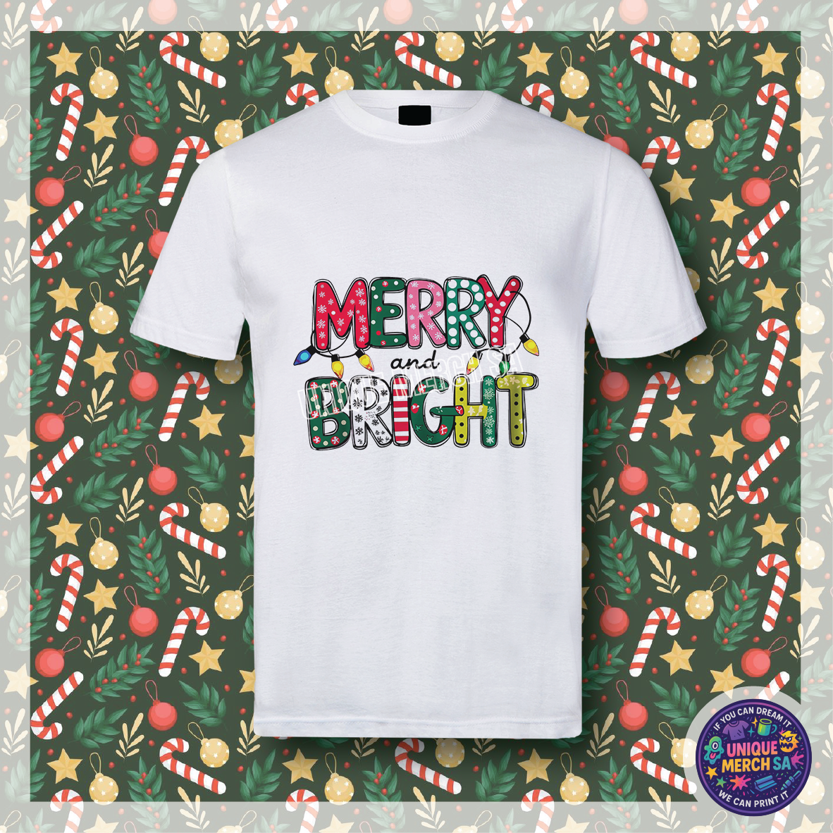 Short Sleeve T-Shirt - Christmas - Merry & Bright