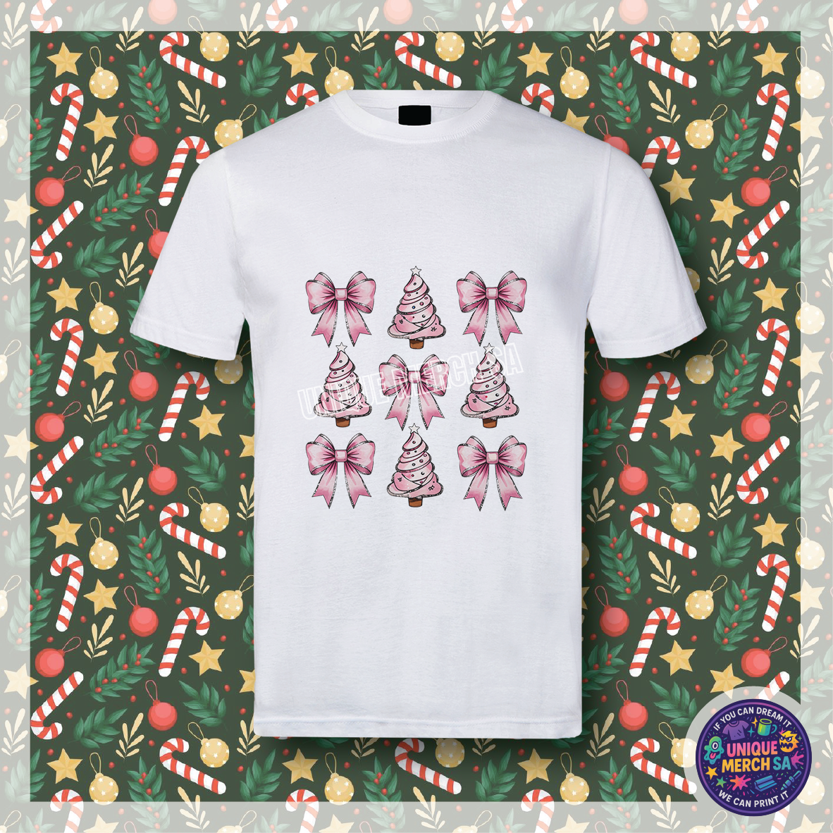 Short Sleeve T-Shirt - Christmas - Pink Bows