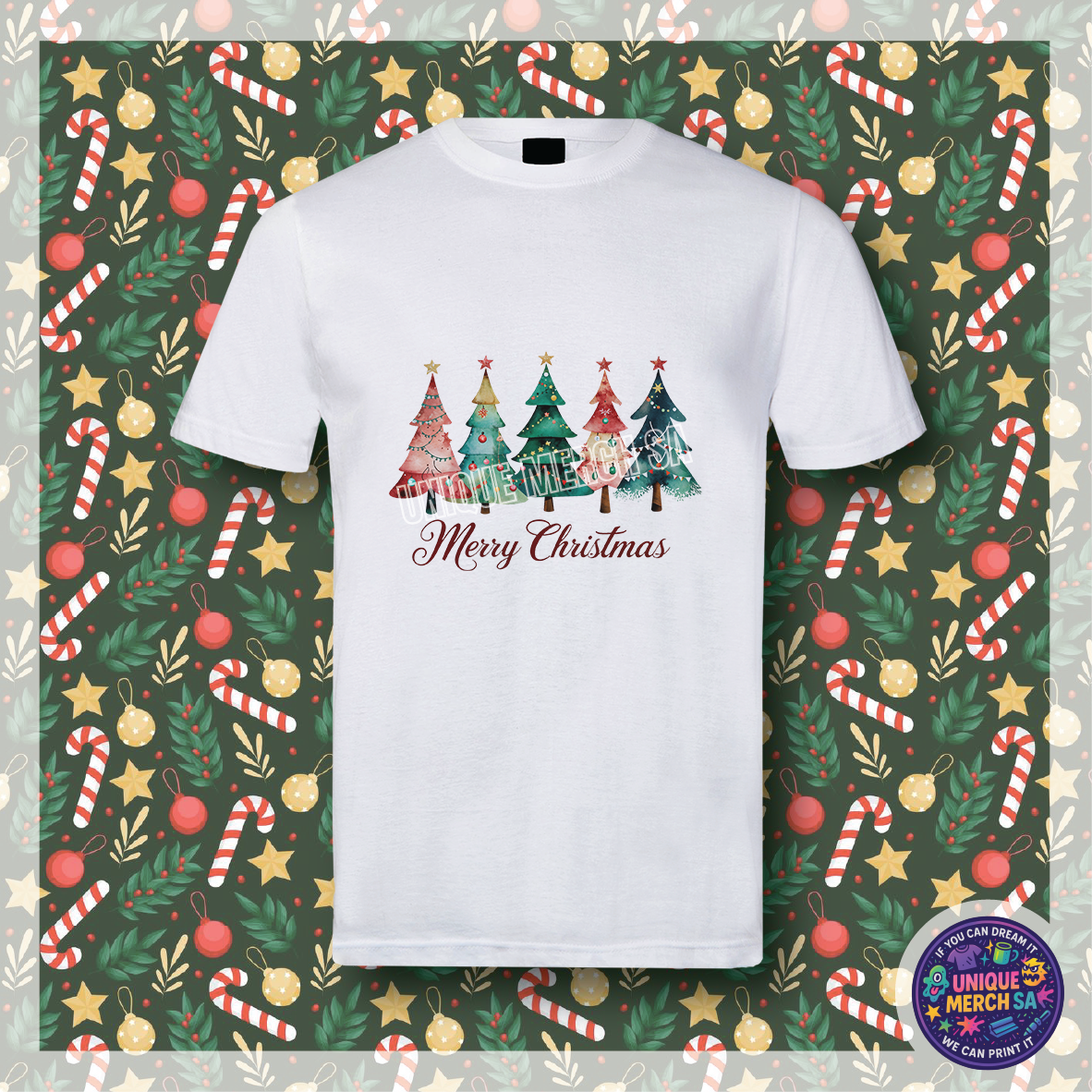 Short Sleeve T-Shirt - Christmas - Merry Christmas Trees