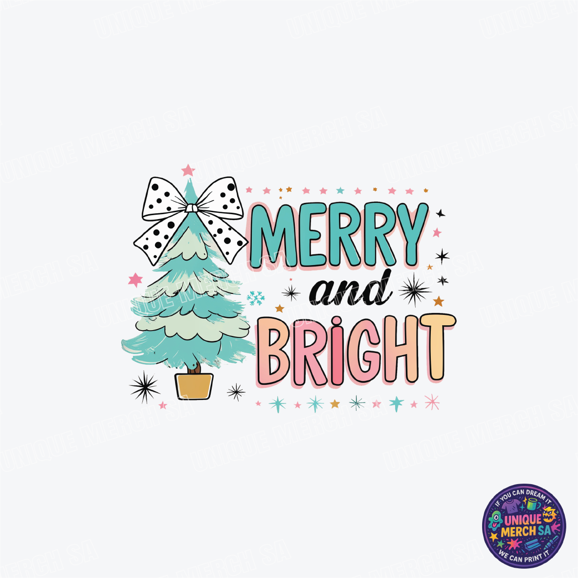DTF Transfer - Christmas - Merry and Bright Blue