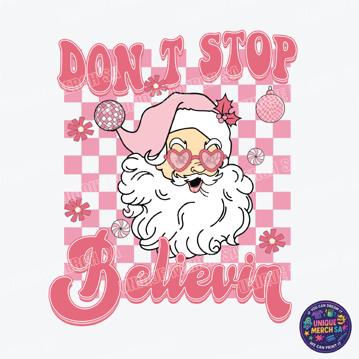 DTF Transfer - Christmas - Disco Santa Don't Stop Believing