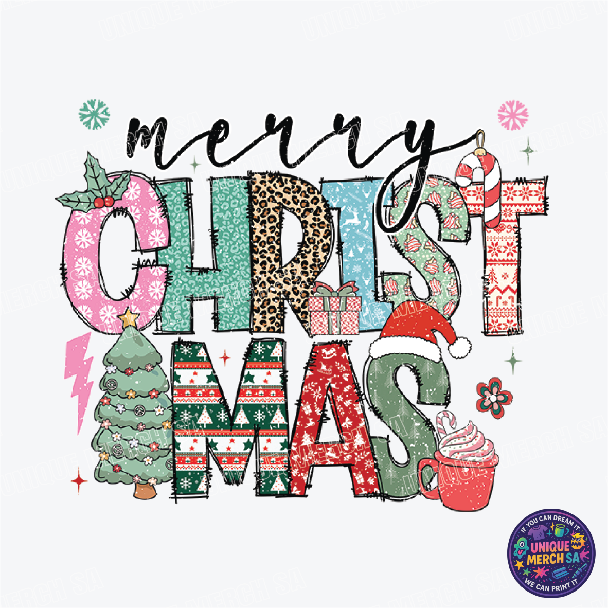 DTF Transfer - Christmas - Merry Christmas Funky