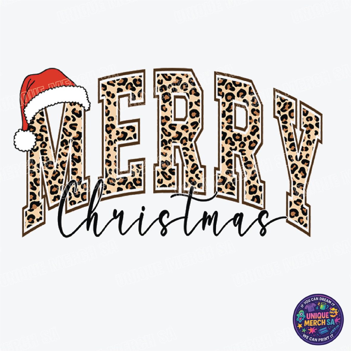 DTF Transfer - Christmas - Merry Christmas Leopard