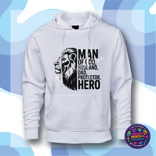 Standard Hoodies - Father's Day - Man of God, Husband, Dad, Protector, Hero
