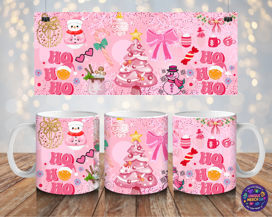 Mugs - Christmas Mug - Ho Ho Ho Pink