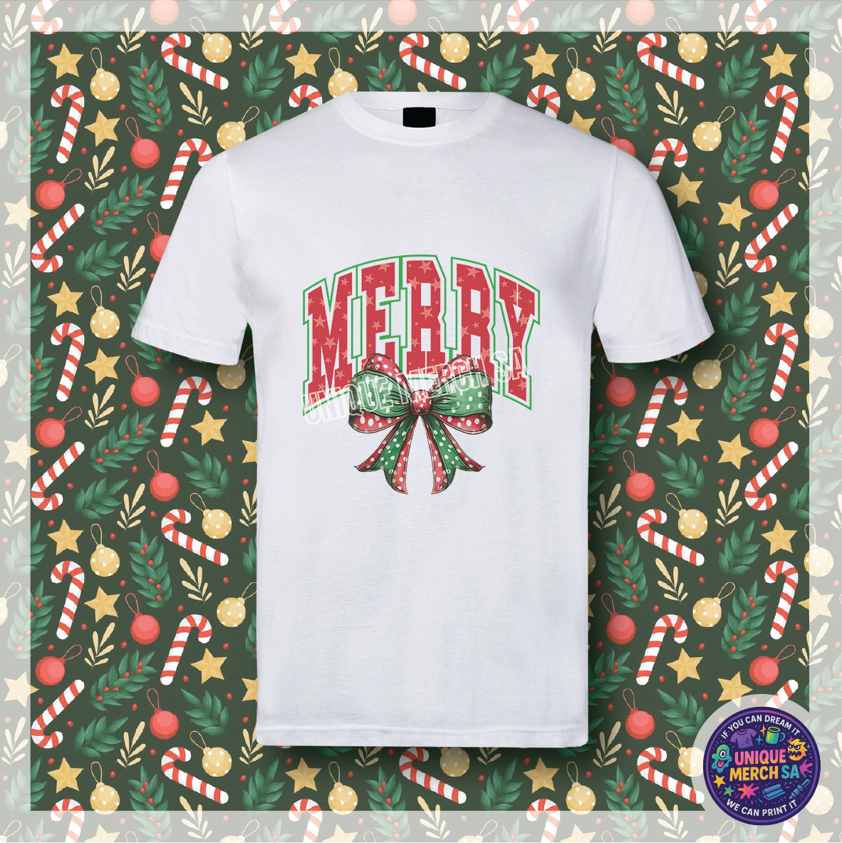 Short Sleeve T-Shirt - Christmas - Merry Bow