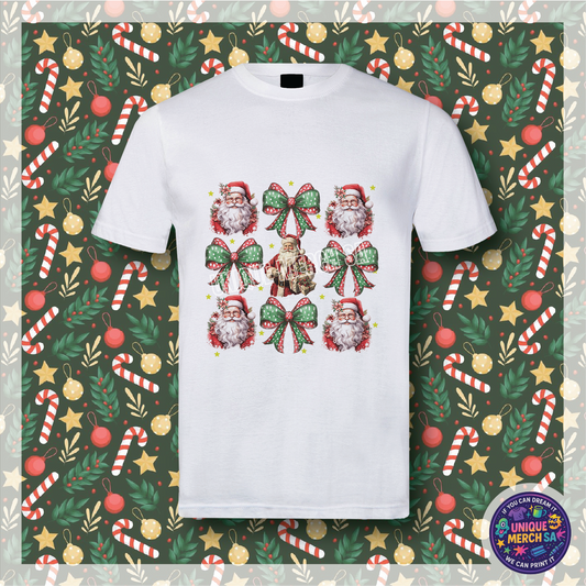 Short Sleeve T-Shirt - Christmas - Santa & Bows