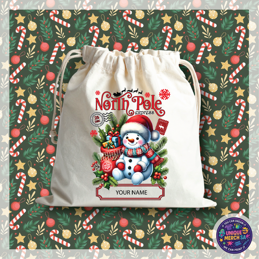 Personalised Christmas Gift Bags - Snowman