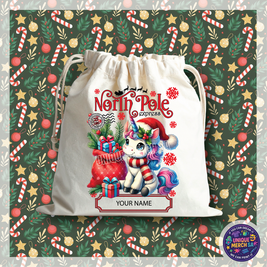 Personalised Christmas Gift Bags - Unicorn