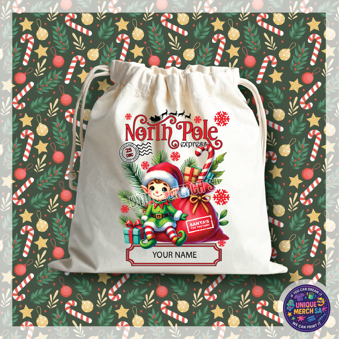 Personalised Christmas Gift Bags - Elf