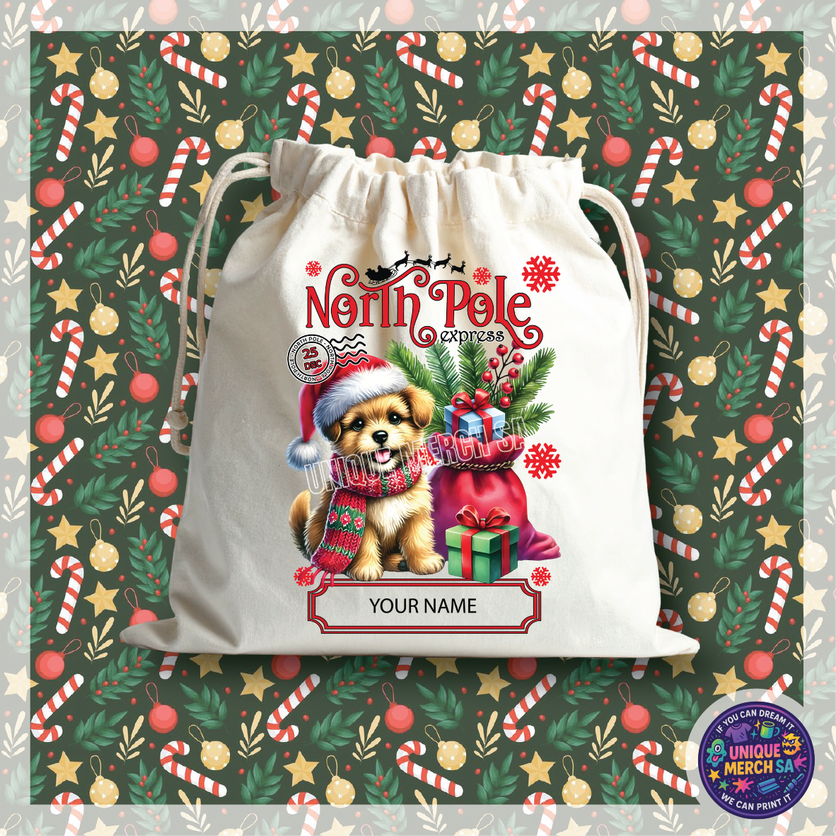 Personalised Christmas Gift Bags - Dog