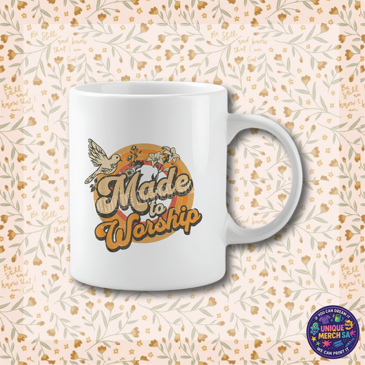 Mugs - Boho Christian Mug - Made To Worship Retro