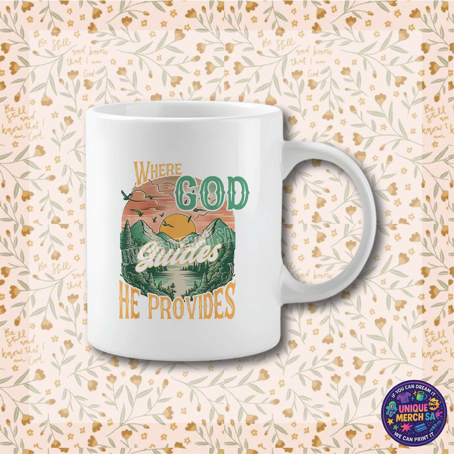 Mugs - Boho Christian Mug - Where God Guides He Provides