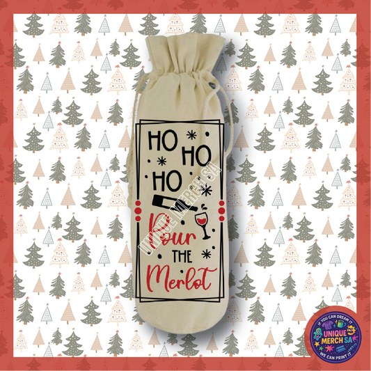 Christmas Wine Bottle Gift Bag - Ho Ho Ho Pour The Merlot