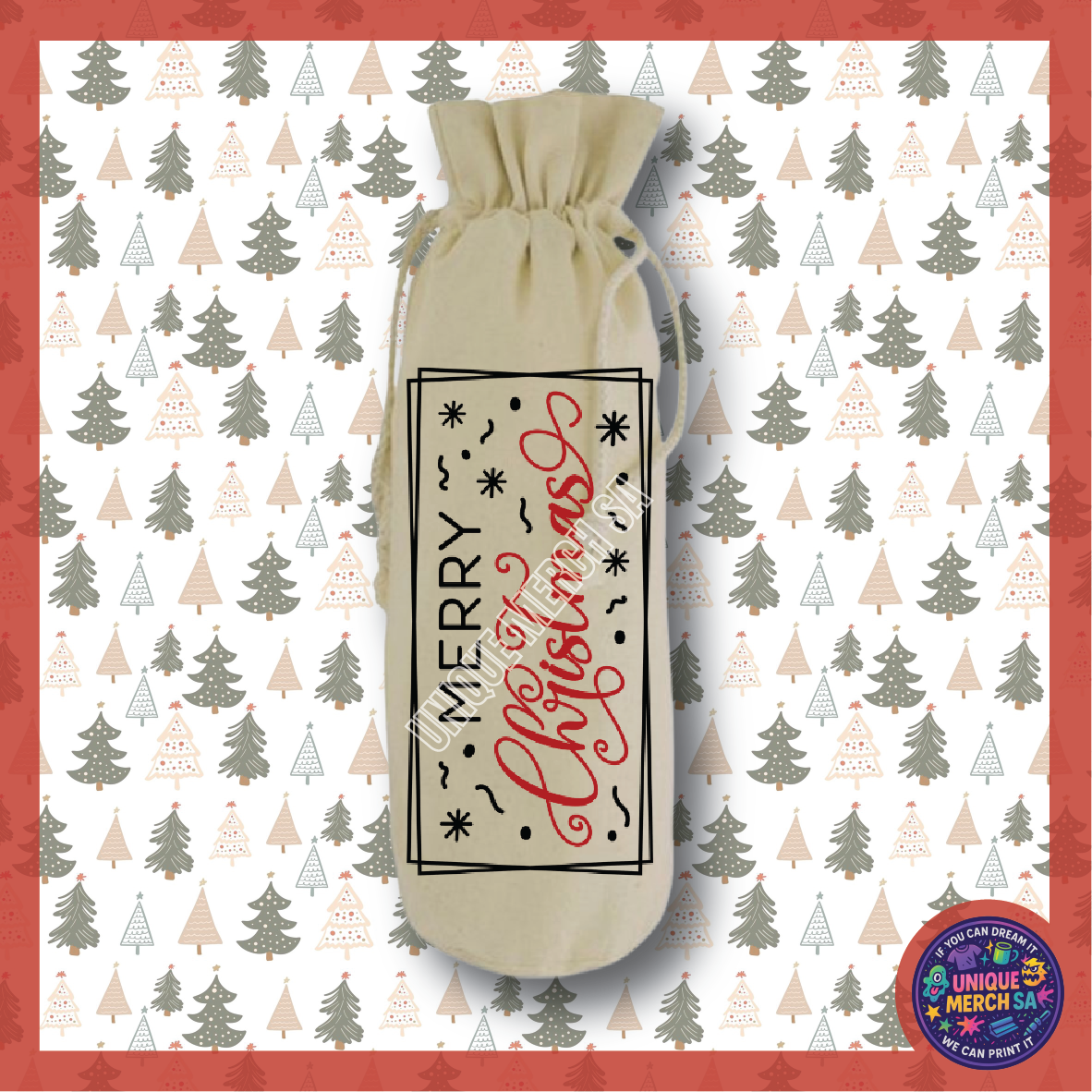 Christmas Wine Bottle Gift Bag - Merry Christmas