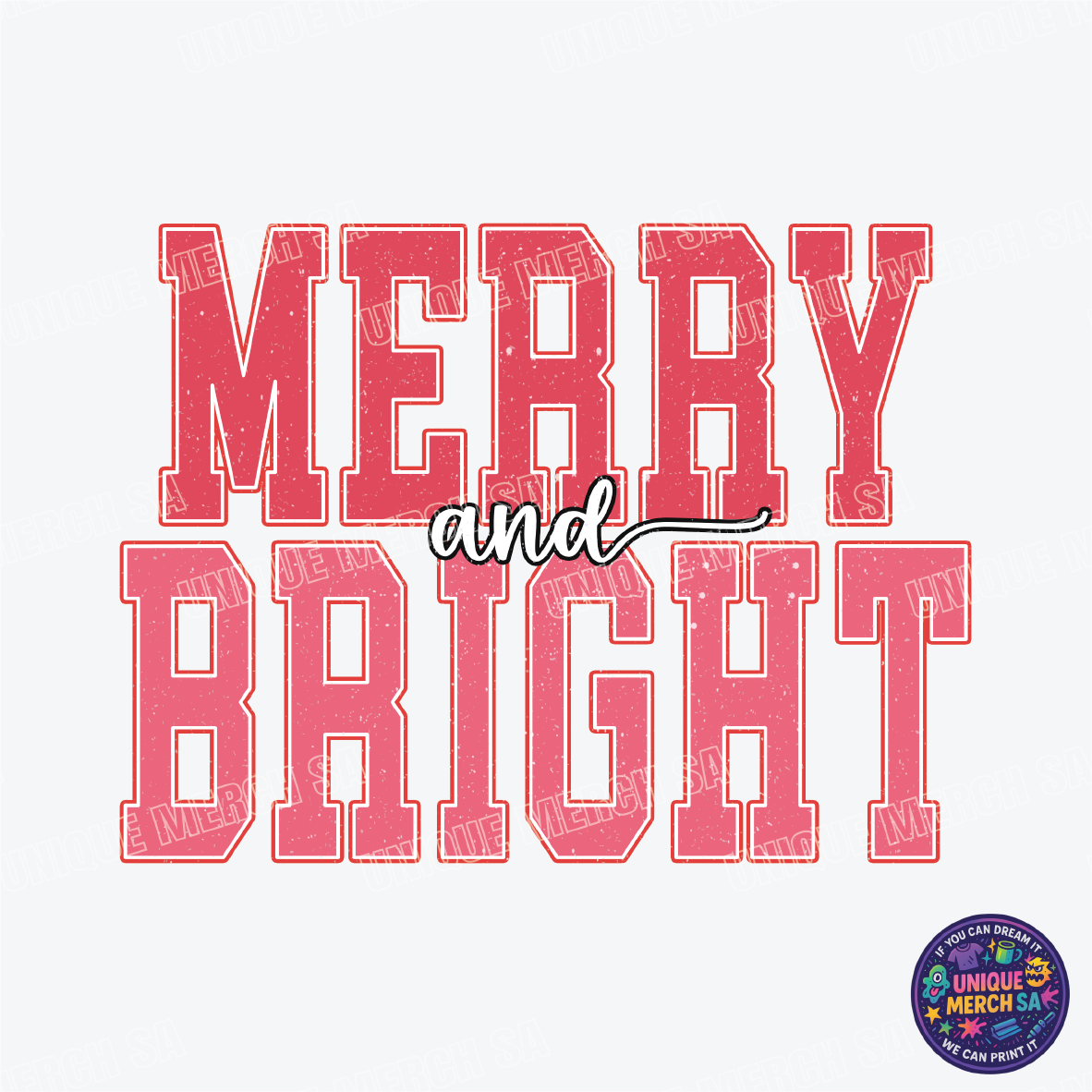 DTF Transfer - Christmas - Merry and Bright Pink