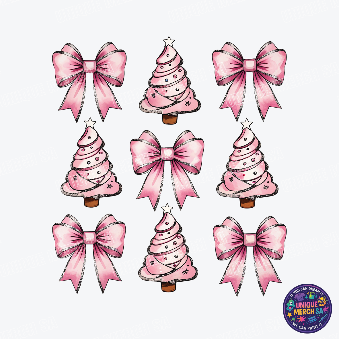 DTF Transfer - Christmas - Pink Bows