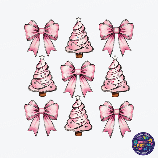 DTF Transfer - Christmas - Pink Bows