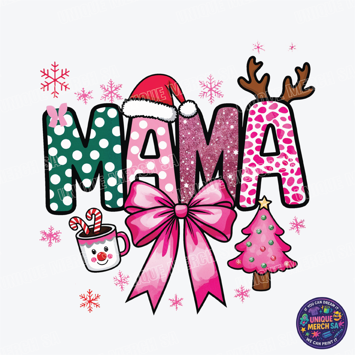 DTF Transfer - Christmas - Mama Pink Bow
