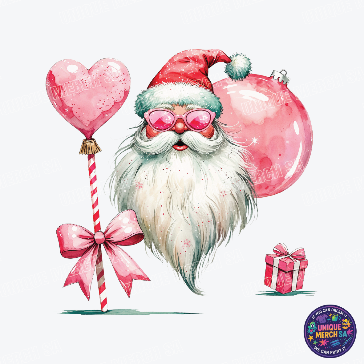DTF Transfer - Christmas - Pink Santa